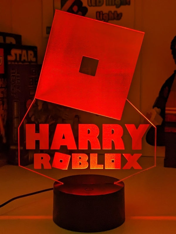 ROBLOX LOGO Personalised Name Gaming 3D LED Night Light Room Lamp - KustomboxNight Lights & Ambient LightingKustombox220mm High