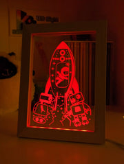 Rocket Space Ship Personalised Name 3D LED Night Light Lamp - KustomboxNight Lights & Ambient LightingKustomboxTimber Frame Light - $34.99