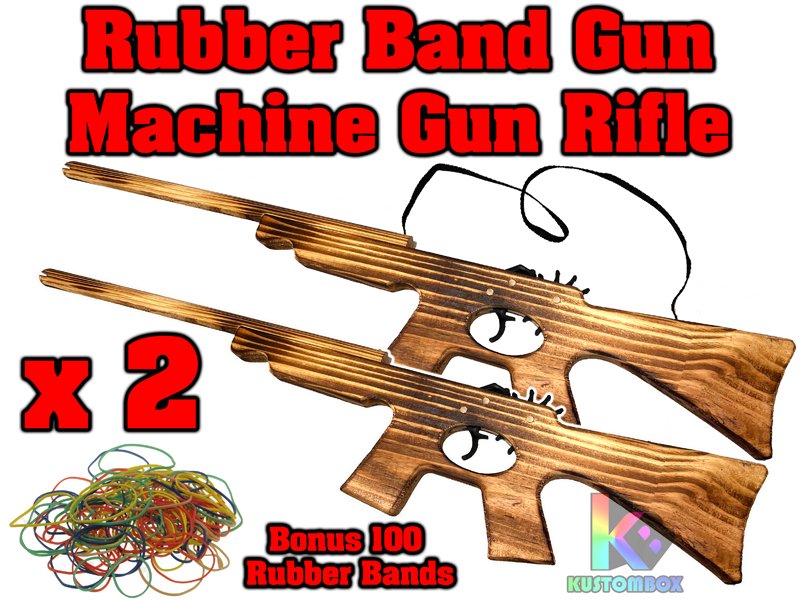 Rubber Band Rifle Gun Timber Gun Launcher Wooden Toy - KustomboxToys & GamesKustombox1 x Machine Rifle
