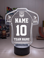 Custom Rugby League Jersey LED lamp with 7-colour glow, perfect NRL-themed gift