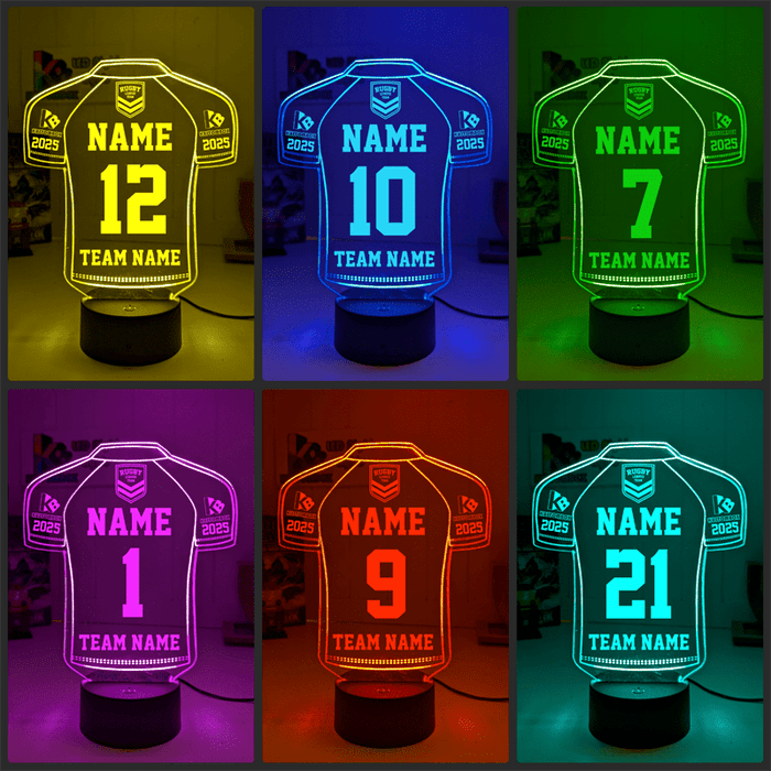 Rugby League Football Personalised Sport Jersey 3D LED Light Night 7 Colour Lamp - KustomboxNight Lights & Ambient LightingKustomboxStandard Size - Name Option