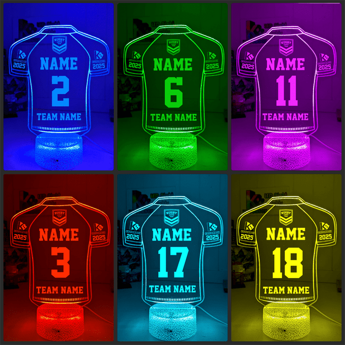 Rugby League Football Personalised Sport Jersey 3D LED Light Night 7 Colour Lamp - KustomboxNight Lights & Ambient LightingKustomboxStandard Size - Name Option