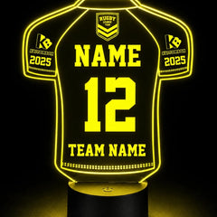 Rugby League Jersey Personalised 3D LED Night Light Lamp - KustomboxNight Lights & Ambient LightingKustomboxStandard Size JerseyBlack 16 Colours + Remote