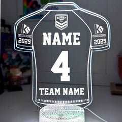 Rugby League Jersey Personalised 3D LED Night Light Lamp - KustomboxNight Lights & Ambient LightingKustomboxStandard Size JerseyBlack 16 Colours + Remote