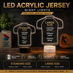 Rugby League Jersey Personalised 3D LED Night Light Lamp - KustomboxNight Lights & Ambient LightingKustomboxStandard Size JerseyBlack 16 Colours + Remote