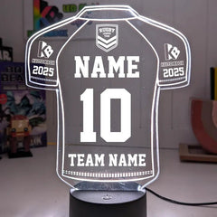 Rugby League Jersey Personalised 3D LED Night Light Lamp - KustomboxNight Lights & Ambient LightingKustomboxStandard Size JerseyBlack 16 Colours + Remote