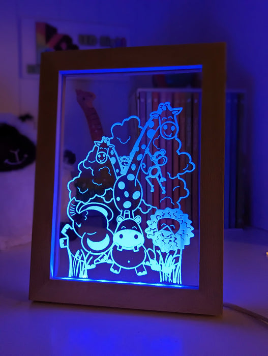 Safari Animal Party Personalised Name 3D LED Night Light Lamp