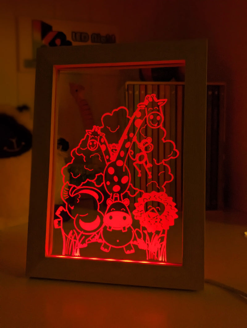 Safari Animal Party Personalised Name 3D LED Night Light Lamp