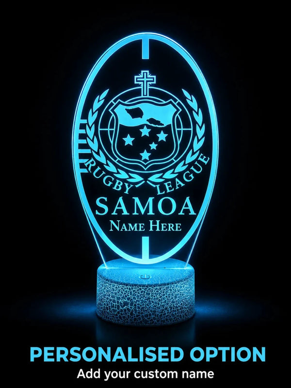 SAMOA Rugby League Personalised 3D LED Night Light Lamp - KustomboxNight Lights & Ambient LightingKustomboxStandard SizeBlack 16 Colours + Remote