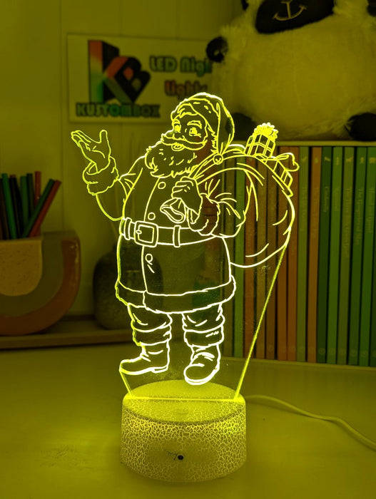 Santa Claus Gifts Stocking Christmas Personalised 3D LED Night Light Lamp - KustomboxNight Lights & Ambient LightingKustomboxStandard Size - No Name