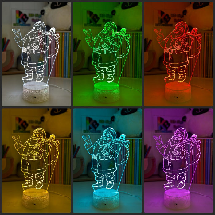 Santa Claus Gifts Stocking Christmas Personalised 3D LED Night Light Lamp - KustomboxNight Lights & Ambient LightingKustomboxStandard Size - No Name