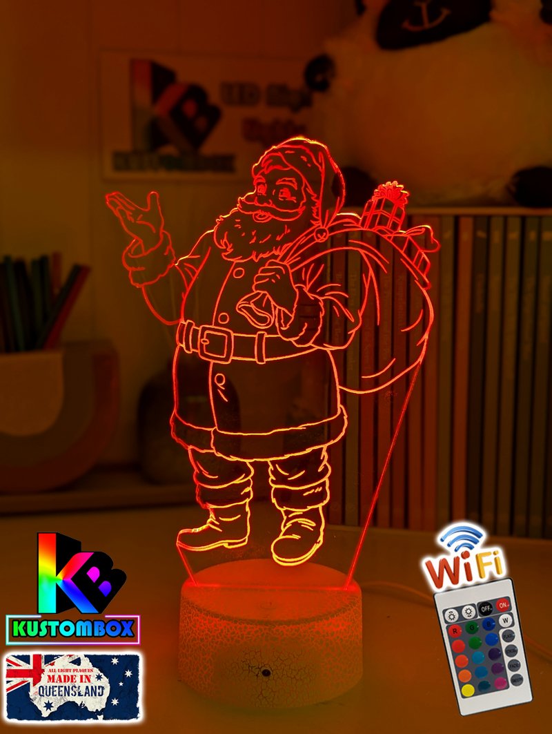 Santa Claus Gifts Stocking Christmas Personalised 3D LED Night Light Lamp - KustomboxNight Lights & Ambient LightingKustomboxStandard Size - No Name