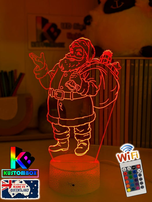 Santa Claus Gifts Stocking Christmas Personalised 3D LED Night Light Lamp - KustomboxNight Lights & Ambient LightingKustomboxStandard Size - No Name