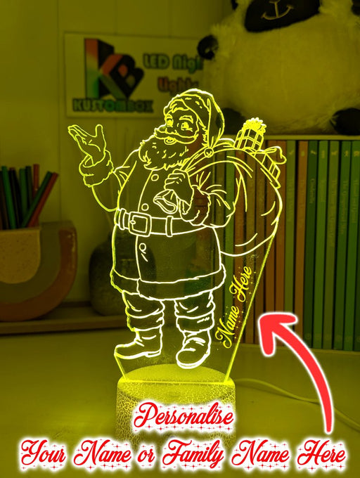 Santa Claus Gifts Stocking Christmas Personalised 3D LED Night Light Lamp - KustomboxNight Lights & Ambient LightingKustomboxStandard Size - No Name