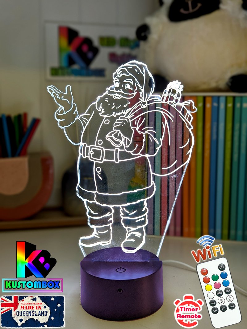 Santa Claus Gifts Stocking Christmas Personalised 3D LED Night Light Lamp - KustomboxNight Lights & Ambient LightingKustomboxStandard Size - No Name