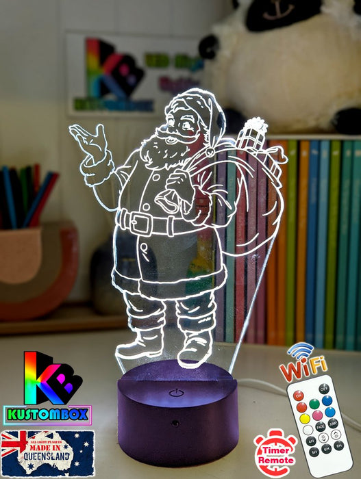 Santa Claus Gifts Stocking Christmas Personalised 3D LED Night Light Lamp - KustomboxNight Lights & Ambient LightingKustomboxStandard Size - No Name