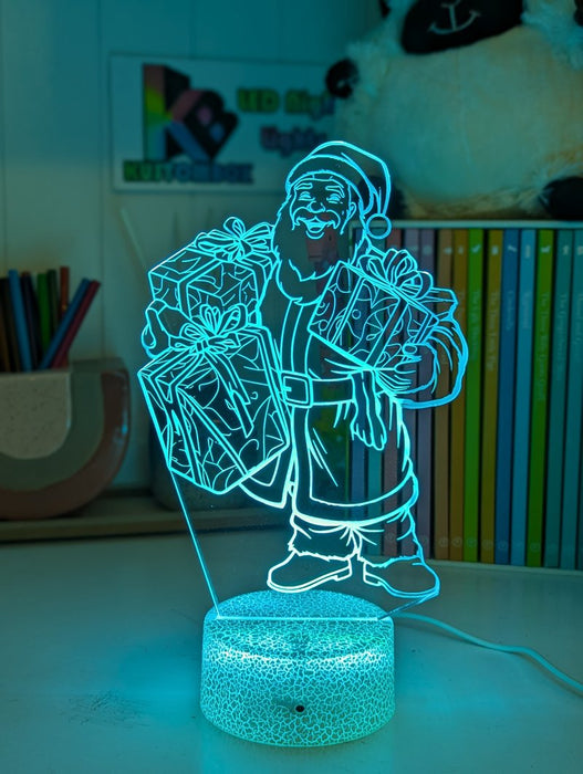 Santa Claus Stocking Bag Christmas Personalised 3D LED Night Light Lamp - KustomboxNight Lights & Ambient LightingKustomboxStandard Size - No Name