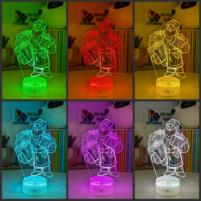 Santa Claus Stocking Bag Christmas Personalised 3D LED Night Light Lamp - KustomboxNight Lights & Ambient LightingKustomboxStandard Size - No Name