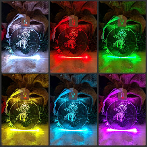 Santa's Elf Personalised Christmas Tree Bauble 3D LED Light Up Hanging Decoration - KustomboxNight Lights & Ambient LightingKustomboxBauble Personalised