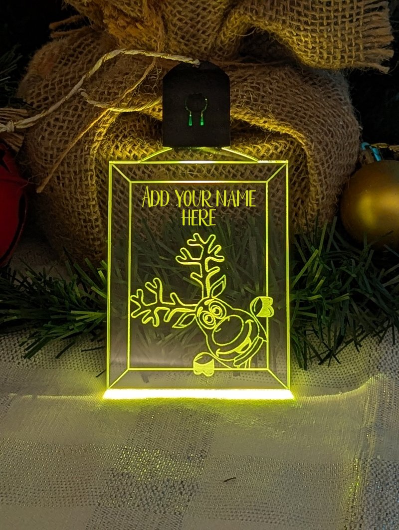Santa's Reindeer Personalised Christmas Tree Bauble 3D LED Light Decoration - KustomboxNight Lights & Ambient LightingKustomboxBauble Personalised