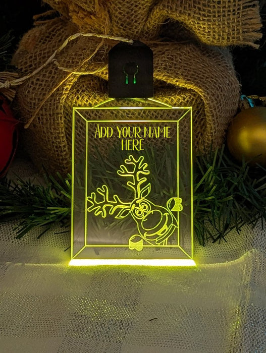 Santa's Reindeer Personalised Christmas Tree Bauble 3D LED Light Decoration - KustomboxNight Lights & Ambient LightingKustomboxBauble Personalised