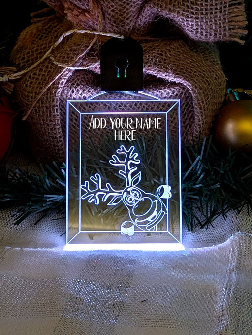 Santa's Reindeer Personalised Christmas Tree Bauble 3D LED Light Decoration - KustomboxNight Lights & Ambient LightingKustomboxBauble Personalised
