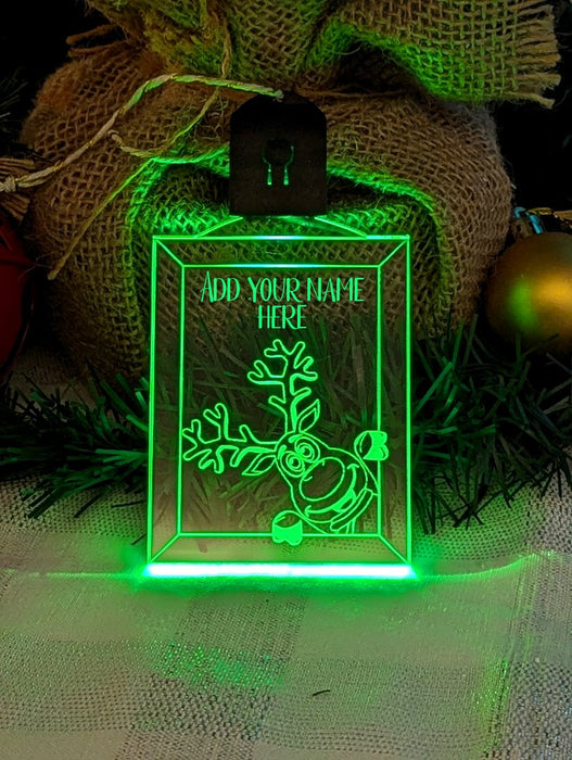 Santa's Reindeer Personalised Christmas Tree Bauble 3D LED Light Decoration - KustomboxNight Lights & Ambient LightingKustomboxBauble Personalised