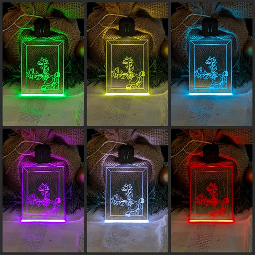 Santa's Reindeer Personalised Christmas Tree Bauble 3D LED Light Decoration - KustomboxNight Lights & Ambient LightingKustomboxBauble Personalised