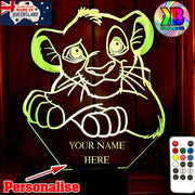 Simba King of the Jungle Personalised Name 3D LED Night Light Lamp - KustomboxNight Lights & Ambient LightingKustomboxStandard Size - No Name