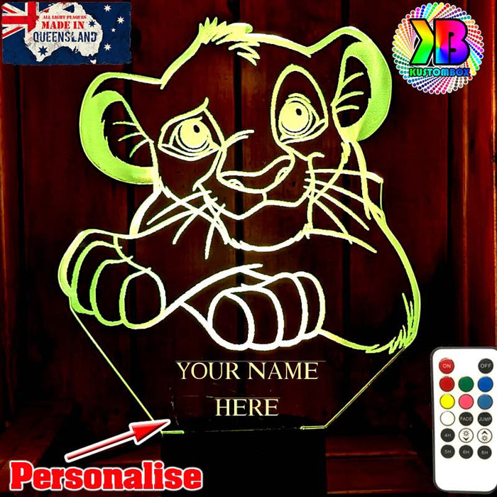 Simba King of the Jungle Personalised Name 3D LED Night Light Lamp - KustomboxNight Lights & Ambient LightingKustomboxStandard Size - No Name
