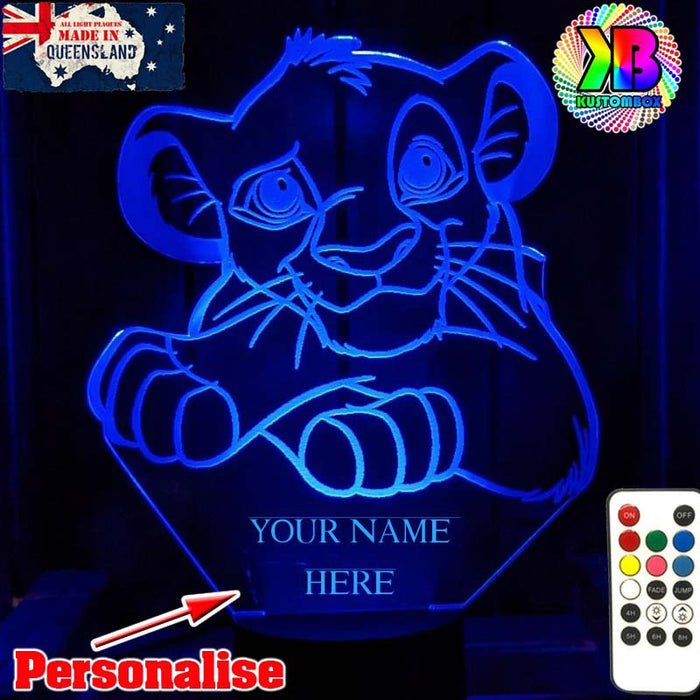 Simba King of the Jungle Personalised Name 3D LED Night Light Lamp - KustomboxNight Lights & Ambient LightingKustomboxStandard Size - No Name