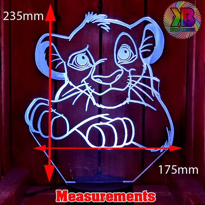 Simba King of the Jungle Personalised Name 3D LED Night Light Lamp - KustomboxNight Lights & Ambient LightingKustomboxStandard Size - No Name