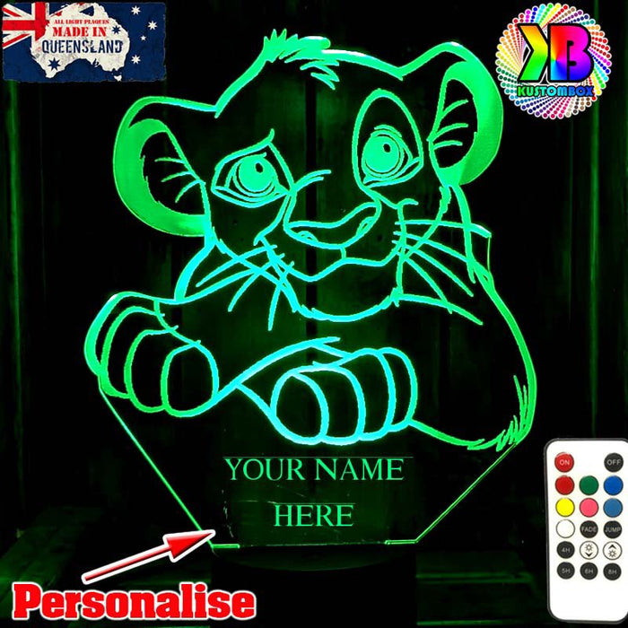 Simba King of the Jungle Personalised Name 3D LED Night Light Lamp - KustomboxNight Lights & Ambient LightingKustomboxStandard Size - No Name