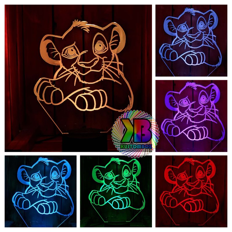 Simba King of the Jungle Personalised Name 3D LED Night Light Lamp - KustomboxNight Lights & Ambient LightingKustomboxStandard Size - No Name