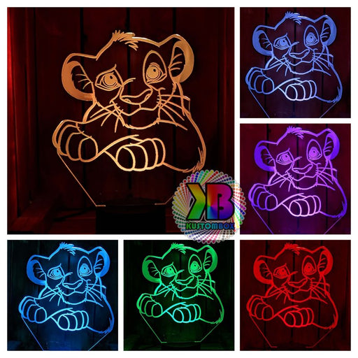 Simba King of the Jungle Personalised Name 3D LED Night Light Lamp - KustomboxNight Lights & Ambient LightingKustomboxStandard Size - No Name