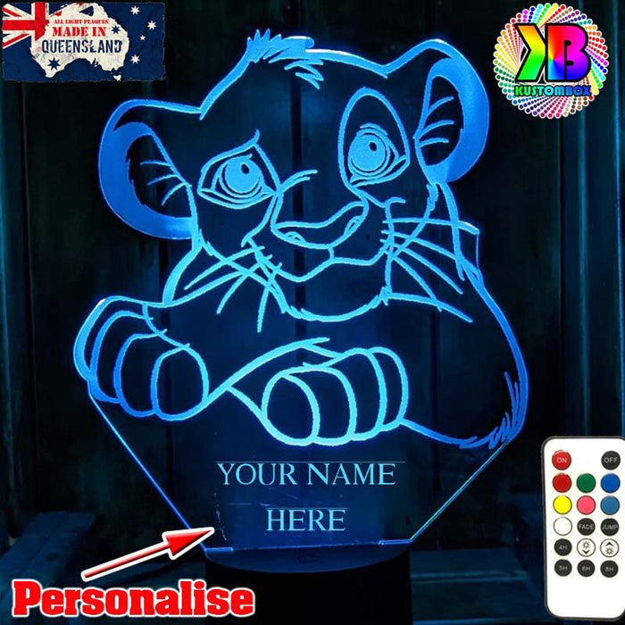 Simba King of the Jungle Personalised Name 3D LED Night Light Lamp - KustomboxNight Lights & Ambient LightingKustomboxStandard Size - No Name