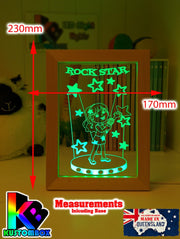 Singing Girl Rockstar Personalised Name Timber Frame USB 3D LED Night Light Lamp - KustomboxNight Lights & Ambient LightingKustomboxTimber Frame Light - $34.99
