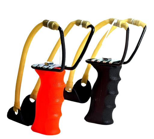 Slingshot Catapult Shanghai Launcher with Pistol Grip & Spare Rubbers - KustomboxKustomboxOrange Handle Pack