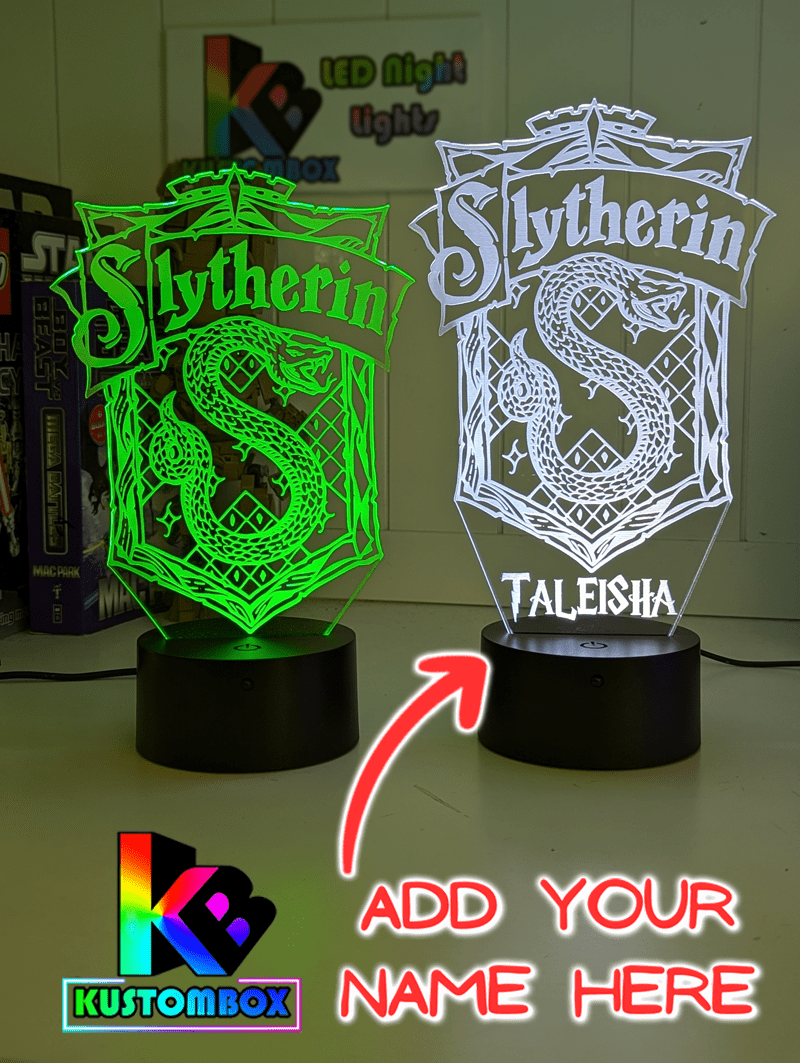 Slytherin House Personalised Name Light 3D LED Night Light Lamp - KustomboxNight Lights & Ambient LightingKustomboxStandard Size