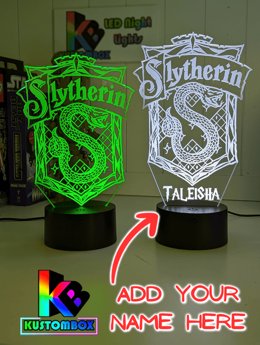 Slytherin House Personalised Name Light 3D LED Night Light Lamp - KustomboxNight Lights & Ambient LightingKustomboxStandard Size