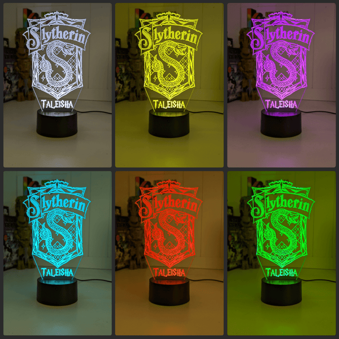 Slytherin House Personalised Name Light 3D LED Night Light Lamp - KustomboxNight Lights & Ambient LightingKustomboxStandard Size