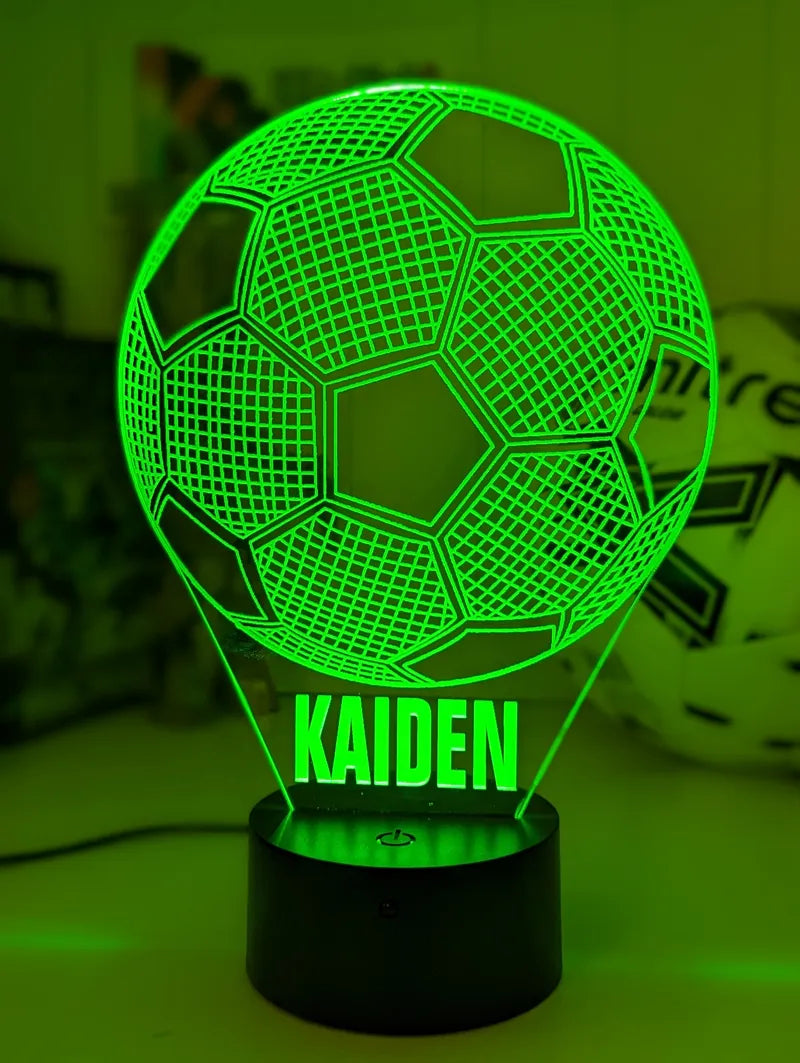 Soccer ball-shaped night light with a name text on a  LED Lamp 