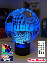 Soccer Ball Football Personalised Name 3d Led Night Light Lamp - KustomboxNight Lights & Ambient LightingKustomboxStandard Size