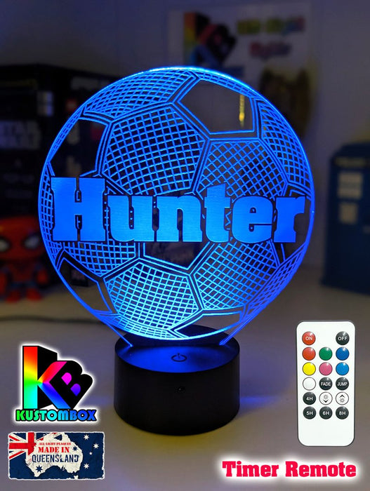 Soccer Ball Football Personalised Name 3d Led Night Light Lamp - KustomboxNight Lights & Ambient LightingKustomboxStandard Size