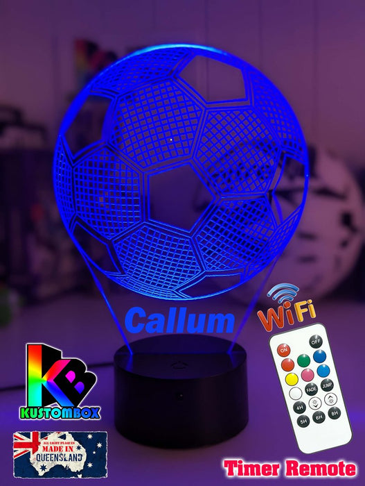 Soccer Ball Football Personalised Name 3D LED Night Light Lamp - KustomboxNight Lights & Ambient LightingKustomboxStandard Size