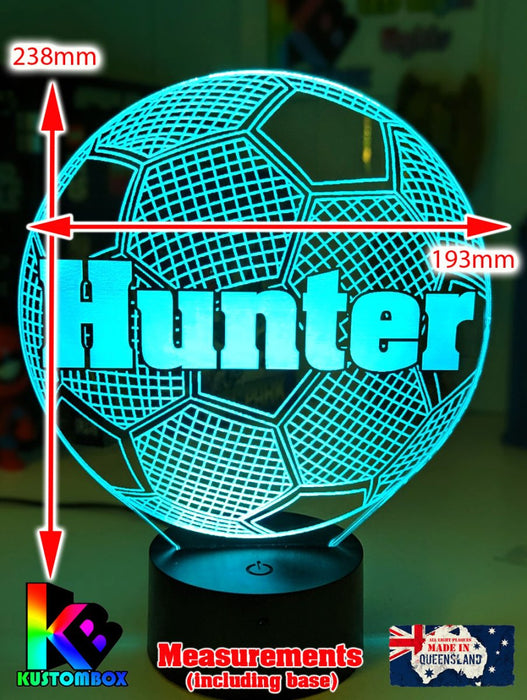 Soccer Ball Football Personalised Name 3d Led Night Light Lamp - KustomboxNight Lights & Ambient LightingKustomboxStandard Size