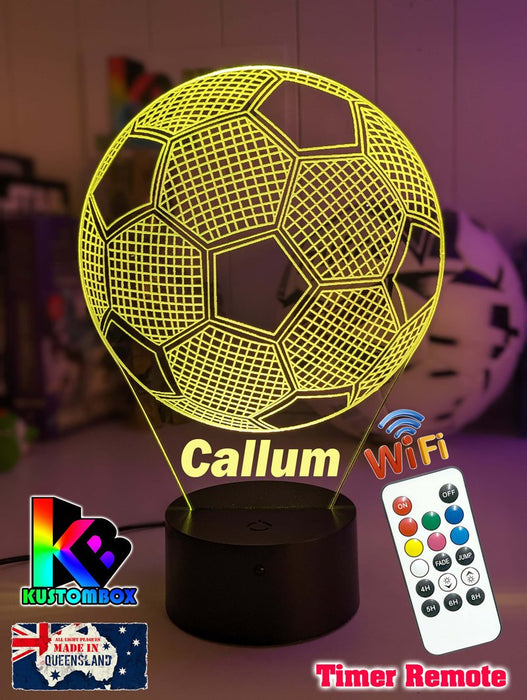Soccer Ball Football Personalised Name 3D LED Night Light Lamp - KustomboxNight Lights & Ambient LightingKustomboxStandard Size