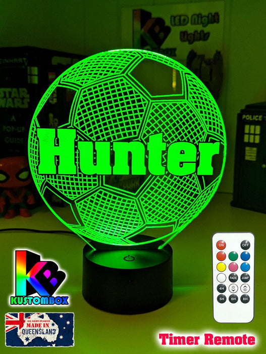 Soccer Ball Football Personalised Name 3d Led Night Light Lamp - KustomboxNight Lights & Ambient LightingKustomboxStandard Size
