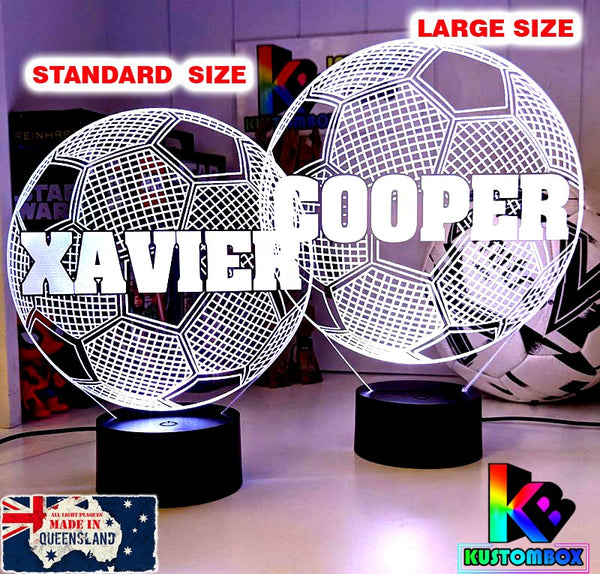 Soccer Ball Football Personalised Name 3d Led Night Light Lamp - KustomboxNight Lights & Ambient LightingKustomboxStandard Size