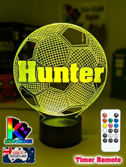 Soccer Ball Football Personalised Name 3d Led Night Light Lamp - KustomboxNight Lights & Ambient LightingKustomboxStandard Size